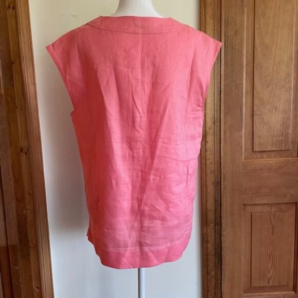 TALBOTS Linen Bow Accent Sleeveless Salmon Pink Top 8 - Picture 9 of 15